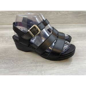 Sanita Sesso Women's Sandal Strappy Heel Buckle Work Leather 6 Black Shoes